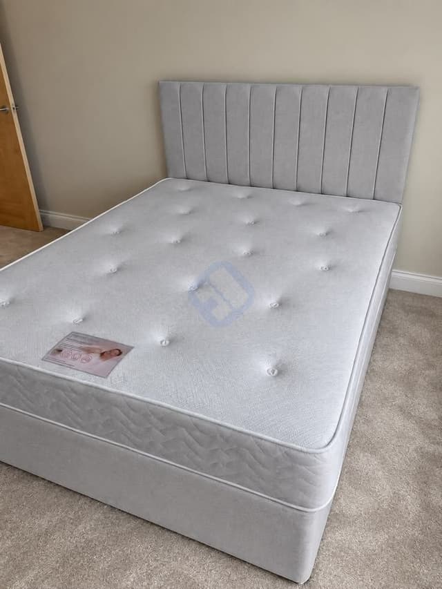 4ft6 Divan Grey Double Size Bed Frame And Mattress