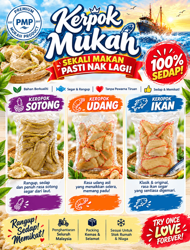 keropok udang, lekor, ikan & sotong