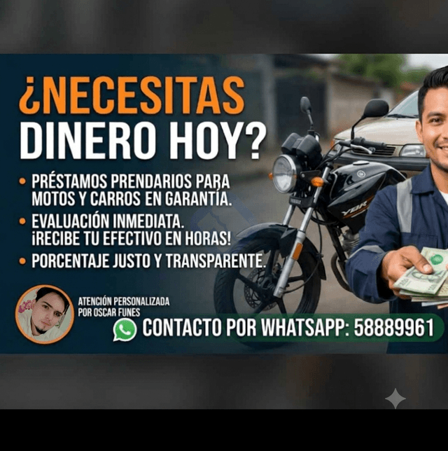 Préstamos por motos, carros y camiones.