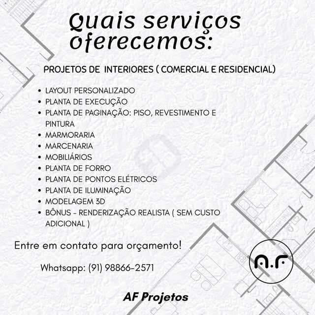PROJETOS ARQUITETÔNICOS, PLANTAS E MODELAGEM 3D